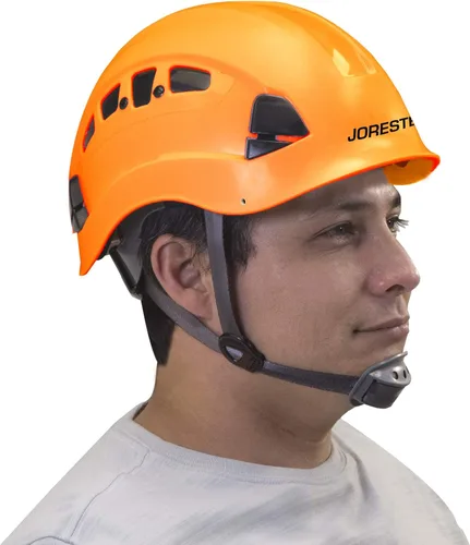 Vista 7 de JORESTECH - Casco de ABS para trabajar en altura y rescate con ranura ventilada con trinquete ajustable de suspensión de 6 puntos ANSI Z89.1-14 Negro