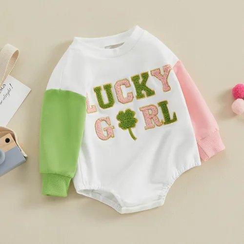 Vista 3 de FOCUSNORM Ropa de Pascua para bebé recién nacida, con bordado de conejo, sudadera con burbujas, traje de bebé niña