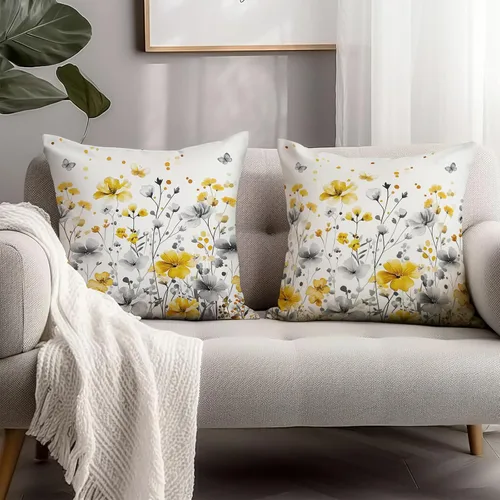 Vista 120 de Juego de 2 fundas de almohada de 16 x 16 pulgadas, diseño patriótico de bandera estadounidense con estrellas para exteriores, estilo casa de campo