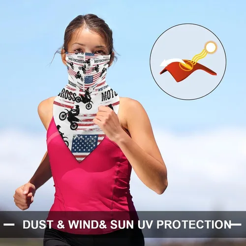 Vista 5 de Bufanda de protección solar UV, bufanda triangular reutilizable con lazo para las orejas