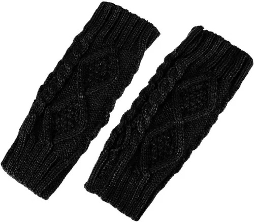 Vista 2 de NOVAWO Calentadores de brazo de invierno para mujer, guantes cálidos sin dedos, ganchillo de mano