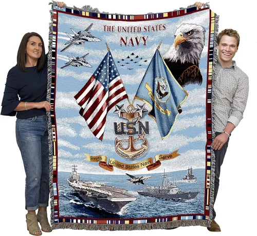 Vista 11 de Pure Country Weavers PCW - Manta fuerte de la Marina de los Estados Unidos, manta militar de regalo, tejida de algodón, fabricada en los Estados