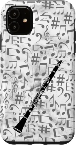 Vista 8 de Clarinet Phone Case - Music Notes - White Background Case for iPhone 17
