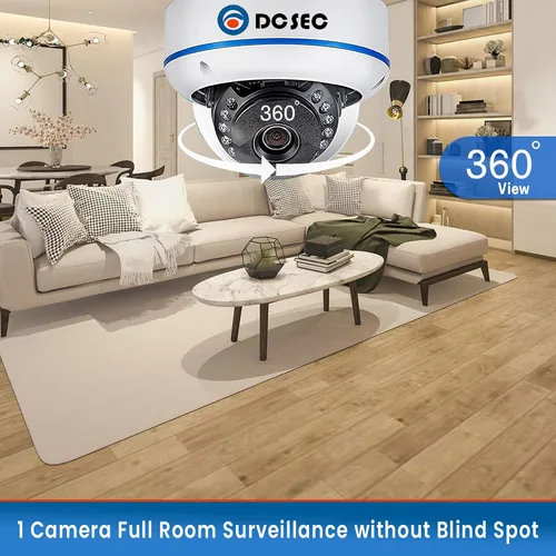 Vista 2 de HD 1080P 360 grados domo cámaras de vigilancia interior al aire libre 4 en 1 (TVI/AHD/CVI/CVBS BNC sistema analógico) 0.057 in ojo de pez CCTV vista