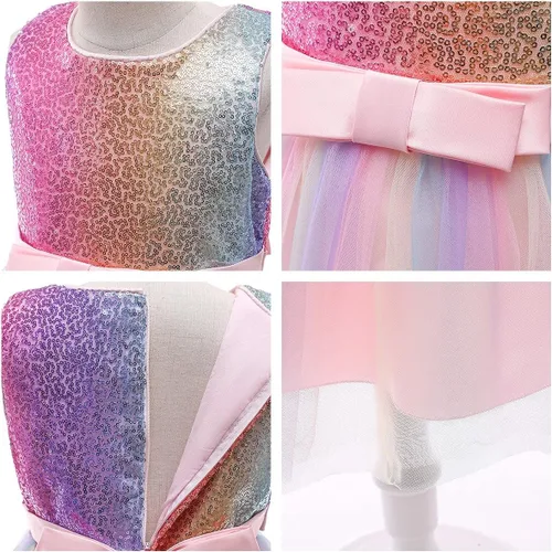 Vista 7 de REXREII Vestido de tul sin mangas para fiesta de unicornio para niñas, disfraz de carnaval, princesa, cumpleaños, Navidad, vestido largo