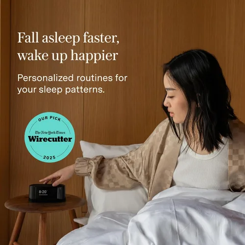 Vista 6 de Loftie Reloj despertador con máquina de sonido – Reloj despertador inteligente con luz nocturna, ruido blanco, altavoz Bluetooth, más de 100 sonidos