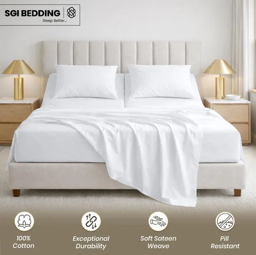 Vista 7 de SGI bedding Sábana Queen de 28" con Parte Superior Dividida Flex Head, 100% Algodón Egipcio, Cuenta de Hilos 1000, Sábana Superior Flex para Cama