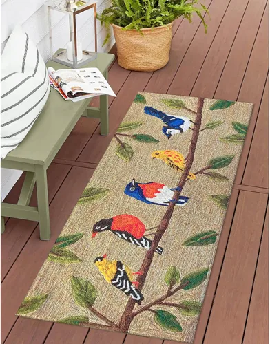 Vista 40 de Liora Manne Mum Aqua - Alfombra para interior/exterior, 3 pies, redonda