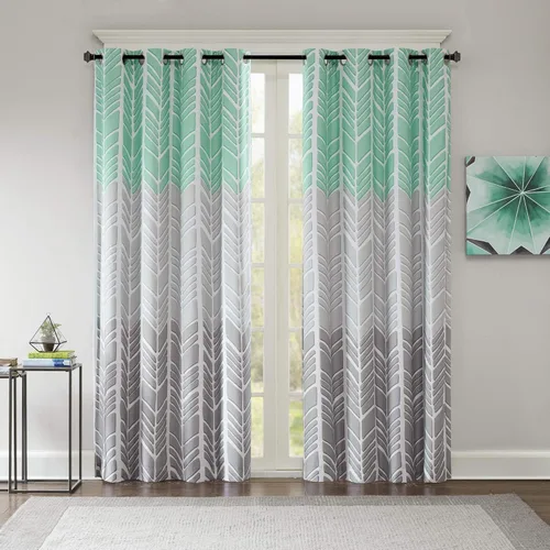 Vista 13 de Juego de cortinas Alex con arandelas y diseño chevrón