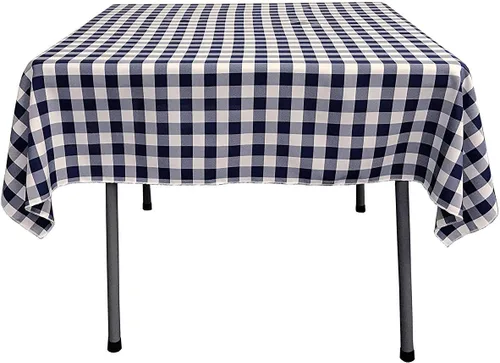 Vista 9 de Mantel cuadrado a cuadros de 42.5 x 44.5 in, ideal para mesa cuadrada de 83 x 83 o menos (naranja)