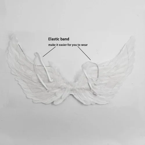 Vista 4 de Alas de ángel y halo para niños, disfraz de ángel para adultos, alas de plumas utilizadas para Halloween, disfraz de Nochebuena