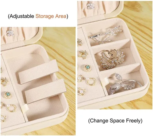 Vista 4 de LANDICI Joyero pequeño para mujeres y niñas, estuche organizador de joyas de viaje de piel sintética, soporte portátil de almacenamiento de joyas