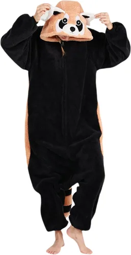 Vista 4 de DELEY Pijama unisex de una pieza para niños, pijamas de animales para Halloween, disfraz de cosplay para mujeres y hombres, ropa de dormir