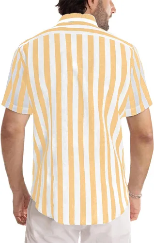 Vista 225 de JMIERR Camisas de vestir a rayas con botones y manga corta para hombre