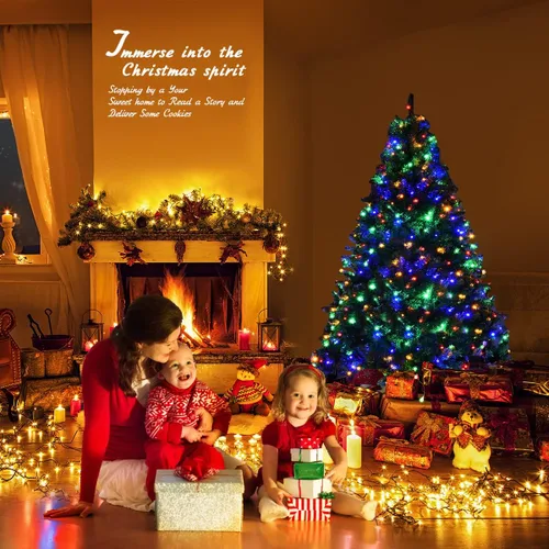 Vista 8 de COSTWAY Árbol de Navidad preiluminado de 5 pies, árbol de Navidad Verde