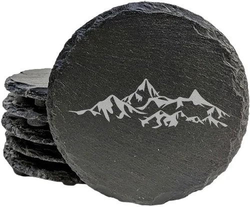 Vista 39 de Mountain Majesty - Posavasos de pizarra con impresionante diseño de escena de montaña, perfectos para decoración del hogar y la oficina y protección