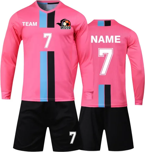 Vista 12 de Camiseta de fútbol personalizada para niños/niños/niñas/hombres/mujeres, camiseta y pantalón corto de fútbol personalizado con número de nombre