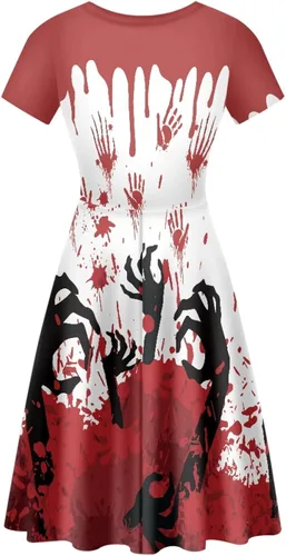 Vista 2 de Youngerbaby Cool Maid - Vestido de Halloween para mujer, vestido midi de verano, vestido casual con vuelo, para festivales