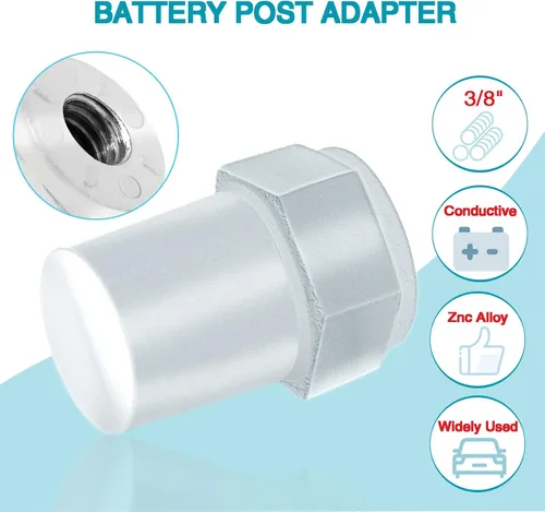 Vista 2 de Adaptador de poste de batería de coche: Adaptador de batería de 2 postes laterales a poste superior con rosca hembra de 3/8