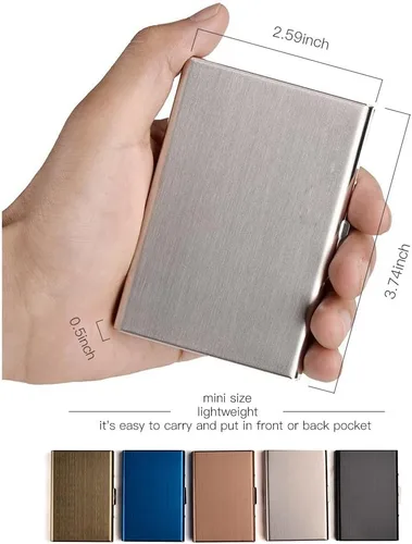 Vista 4 de RFID - Tarjetero de acero inoxidable, protector de tarjetas de crédito para hombre y mujer