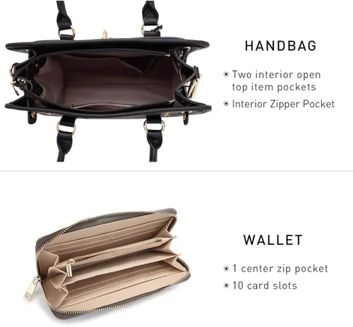 Vista 5 de Dasein Bolsos de mano para mujer, monederos, bolsas de hombro con asa superior, bolso de trabajo, 2 piezas