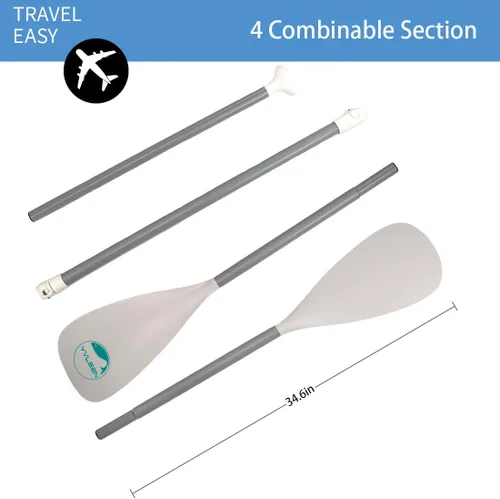 Vista 4 de YVLEEN SUP Paddle Board Paddle,Stand Up Paddleboard Paddles Paletas de aluminio ajustable 4 piezas flotante Kayak Paddle,Paleta convertible