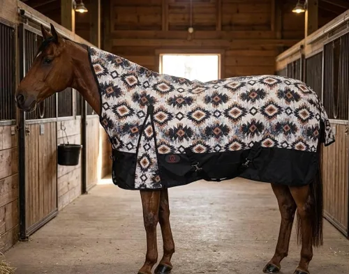 Vista 2 de Sábana de lluvia para caballo de 1200 denier (impermeable/transpirable y a prueba de viento), sábana impermeable transpirable para caballo