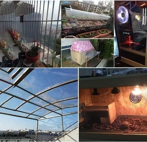 Vista 6 de Lámina de policarbonato transparente, paneles de repuesto de revestimiento para techos para estadios de dosel de invernadero, aislamiento térmico