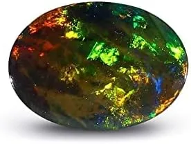 Vista 4 de HARSHALI GEMS Piedra preciosa suelta de 2,80 quilates, ópalo de color negro australiano con fuego multicolor para anillo colgante y pulsera, piedra