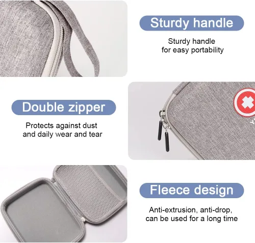 Vista 4 de Fukumi Estuche de transporte portátil para nebulizador, bolsa médica de viaje duro para espaciador de inhaladores, máscaras, accesorios para asma