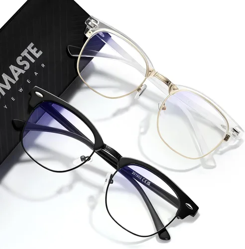 Vista 45 de Blue Light Blocking Glasses Anti Eyestrain Computer Gaming Glasses Vintage Half Frame UV Clear Lens for Women Men