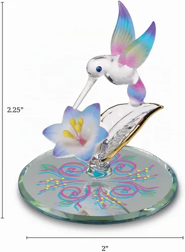 Vista 4 de Glass Baron Figura de cristal de colibrí azul, 2.25 pulgadas de alto