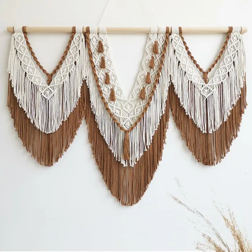 Vista 12 de guzhiou gran tapiz de macramé (Borla con cuentas)