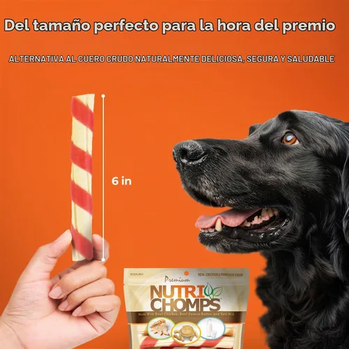 Vista 4 de NutriChomps - Masticables para perros, giros de 6 pulgadas, sabores