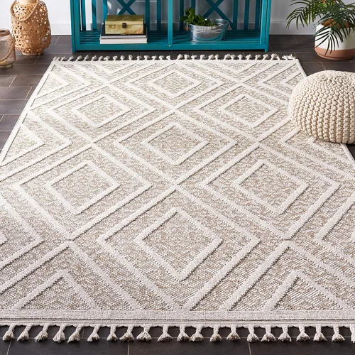 Vista 8 de SAFAVIEH Alfombra lavable para exteriores Global Collection – Alfombra de pasillo de 2.2 x 8 pies, beige claro y marrón, no desprende pelusa y fácil