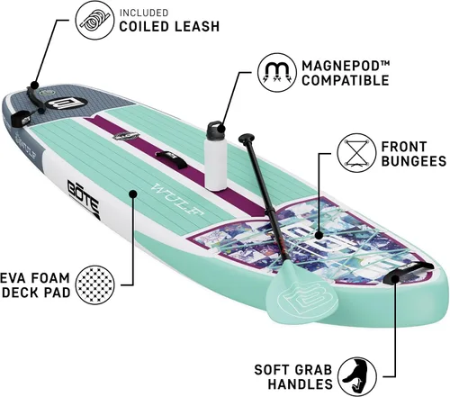 Vista 4 de BOTE Wulf Aero Kit de Tabla de Paddle Inflable para Estar de Pie Incluye Accesorios Remo Ajustable Bolsa de Viaje iSUP Bomba Inflable Correa