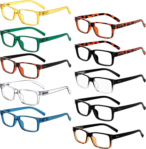 Vista 10 de Eyekepper Gafas de Lectura Vintage para Hombre - 3 Pares Negros y 2 Pares Azules - Gafas Clásicas con Bisagra de Resorte +0.00 3 negro 2 azul