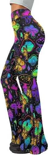 Vista 5 de Leggings acampanados para mujer, pantalones de yoga con levantamiento de glúteos