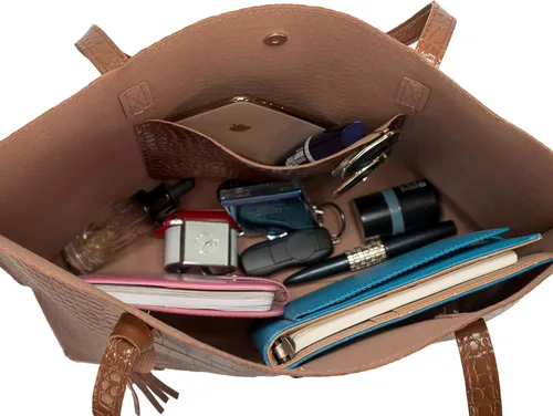 Vista 3 de Nodykka - Bolso con asas para hombro para mujer, de cuero sintético, con borla