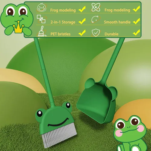 Vista 4 de Mini escoba con recogedor para niño I Juego de limpieza pequeño para niños, juego de simulación I juguetes de cocina para niños pequeños