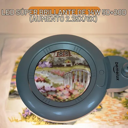 Vista 4 de Lámpara de aumento bifocal con abrazadera, 5D con 20D, plata Plateado