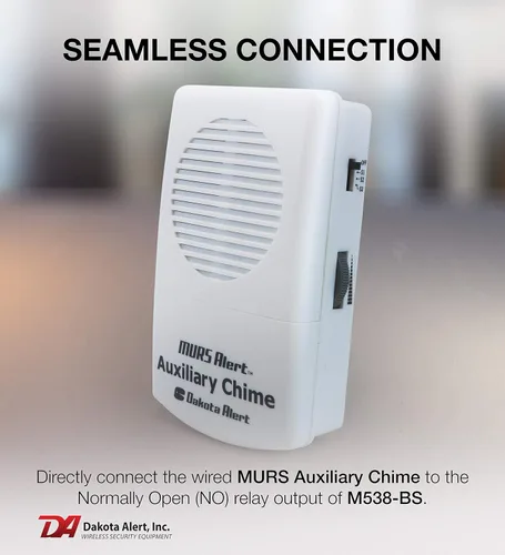 Vista 5 de Dakota Alert MURS - Timbre auxiliar - Alarma de timbre con cable a batería para estación base M538-BS MURS, alerta de timbre MURS