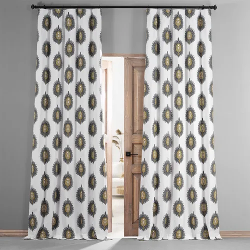 Vista 2 de HPD HALF PRICE DRAPES PRTW-BOD02A-84 - Cortina opaca de algodón con estampado maya (1 panel), 50 x 84 pulgadas, color verde azulado maya