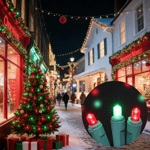 Vista 5 de LAMPHOME 100 unidades de rojo y verde - Tira de luces - 21.6 pies de luces LED de Navidad, mini luces LED para decoración de interiores, exteriores