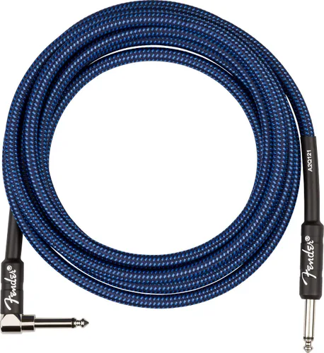 Vista 4 de Fender Cable de instrumento profesional de 18.6 pies en ángulo recto, tweed azul, 1 paquete