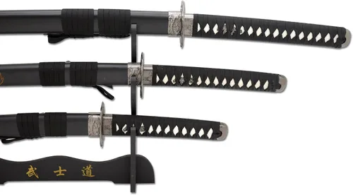 Vista 7 de Snake Eye Tactical Juego de katana samurái de dos tonos de 3 piezas con soporte de espada gratis