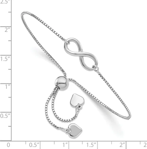 Vista 4 de Pulsera ajustable de plata de ley con infinito pulido, fabricada en Italia, Plata de ley, no conocido