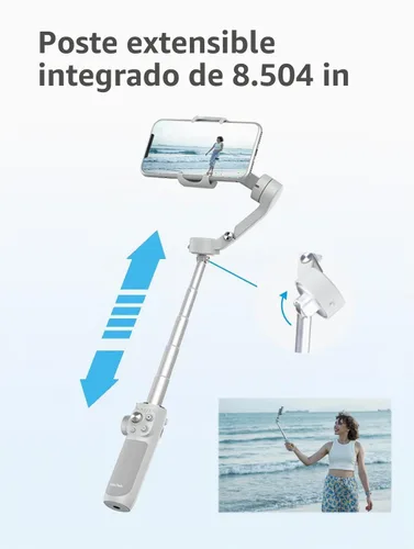 Vista 2 de FeiyuTech VB4 Kit de 3 ejes Smartphone Gimbal – Barra de extensión integrada de 8.5 pulgadas, seguimiento facial AI y luz de relleno, funda