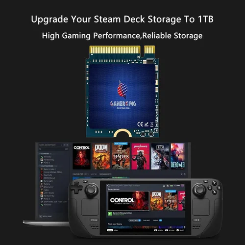 Vista 4 de GAMERKING Unidad interna de estado sólido M.2 2230 SSD NVMe PCIe 3.0 Gen 3X4 de 128 GB de alto rendimiento compatible con portátiles Steam Deck