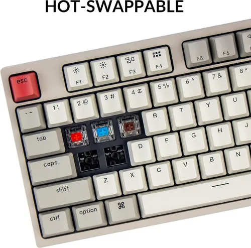 Vista 4 de Keychron Teclado mecánico con cable intercambiable en caliente C1 para diseño Mac, interruptor rojo mecánico Keychron cable USB tipo C teclas ABS